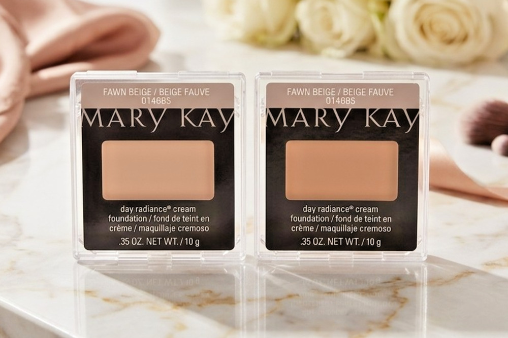Set of 2 Mary Kay Day Radiance Cream Foundation Fawn Beige 014685 0.35 Oz New